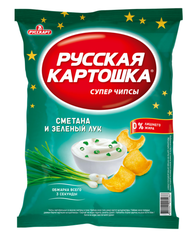 ЧИПСЫ фас Русская Картошка сметана лук 80гр/16шт(РС)