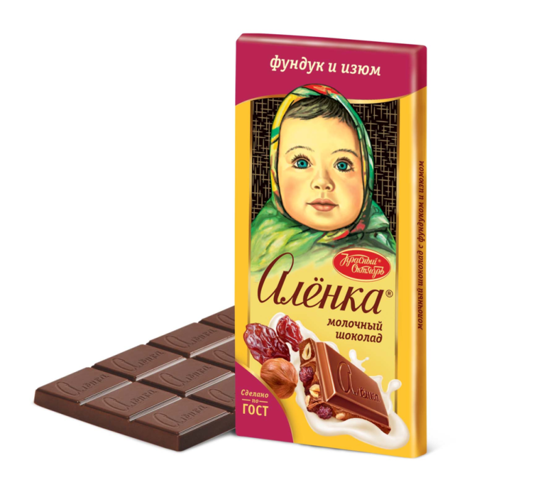 ШОК Аленка фундук изюм 75гр/96шт(ОК)