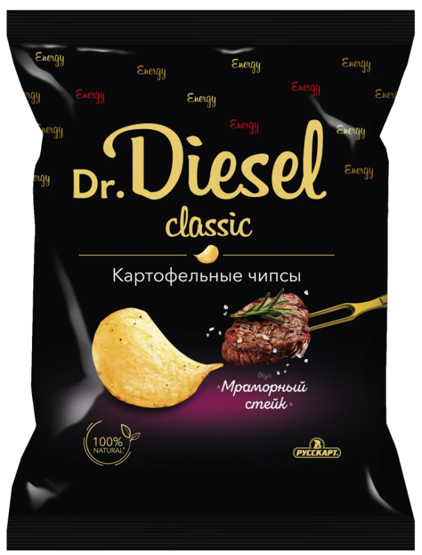 ЧИПСЫ фас Dr DIESEL мраморный стейк 120гр/20шт(РС)