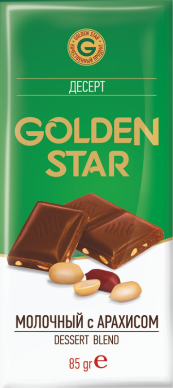 ШОК Dessert Golden Star молочный арахис 85гр/30шт(МЛ)