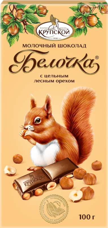 ШОК Белочка с цельным фундуком 100гр/15шт(СЛ)