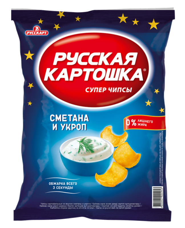 ЧИПСЫ фас Русская Картошка сметана укроп 80гр/16шт(РС)