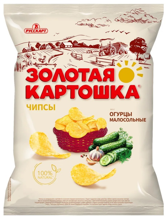 ЧИПСЫ фас Золотая картошка малосольные огурцы 120гр/20шт(РС)