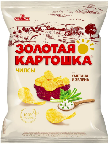 ЧИПСЫ фас Золотая картошка сметана и зелень 120гр/20шт(РС)