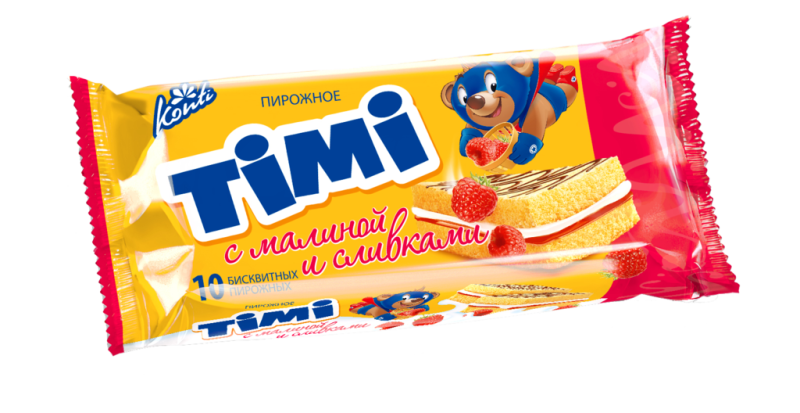 ПИРОЖНОЕ Тими c малиной и сливками 330гр/9шт(КН)