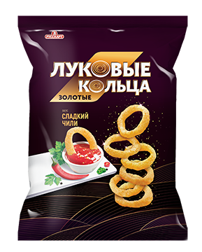 СНЭКИ Золотые луковые кольца сладкий чили 90р/10шт(РС)