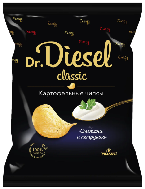 ЧИПСЫ фас Dr DIESEL сметана и петрушка 120гр/20шт(РС)