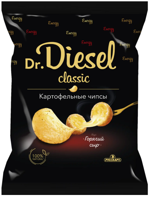 ЧИПСЫ фас Dr DIESEL горячий сыр 120гр/20шт(РС)