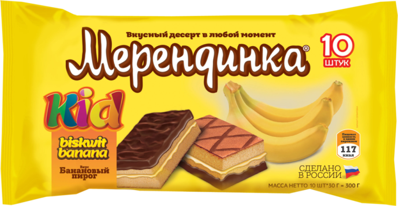 ПИРОЖНОЕ Merendinka kid банановый пирог 150гр/12шт(ОК)