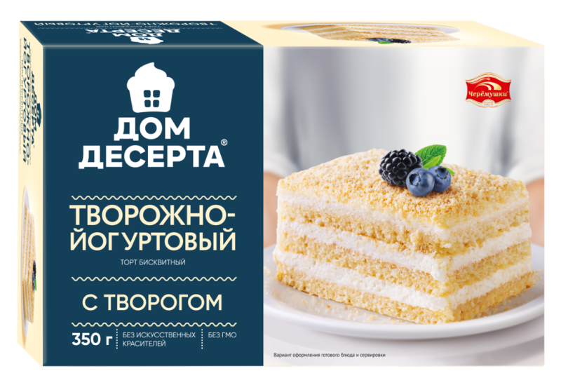 ТОРТ бисквитный творожно-йогуртовый 350гр/6шт(ЧР)