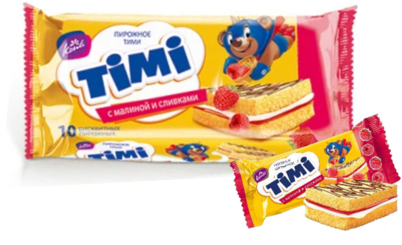 ПИРОЖНОЕ Тими c малиной и сливками 330гр/9шт(КН)